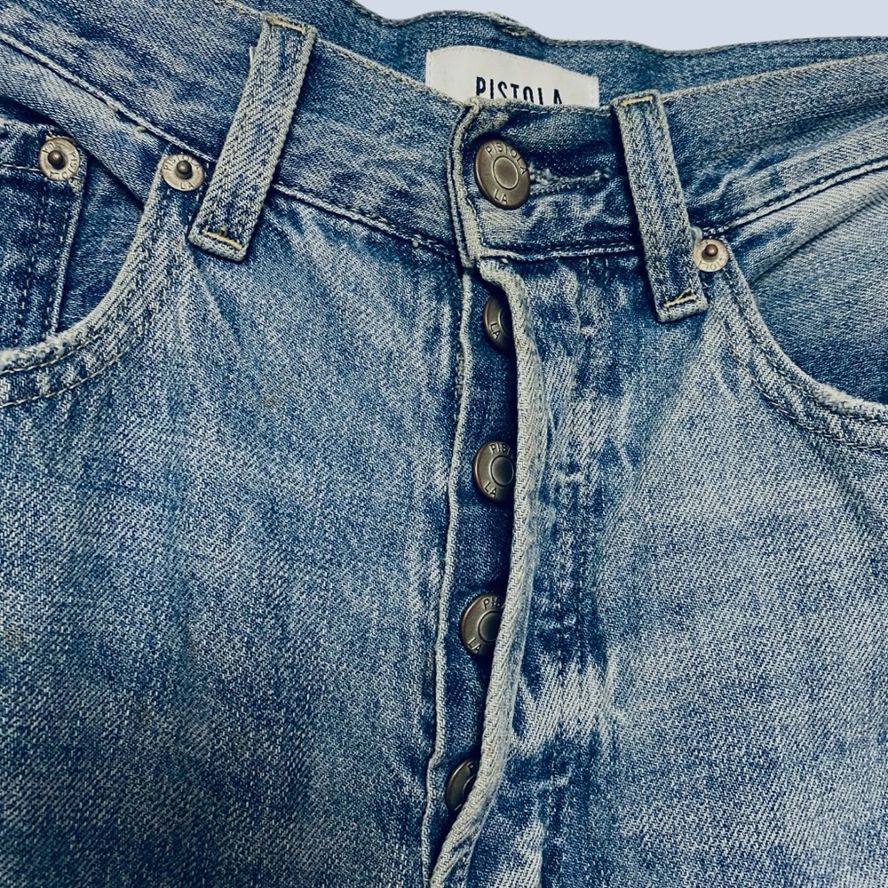 Pistola Light Blue Distressed Straight Leg Jeans Sz 26 - Picture 4 of 11